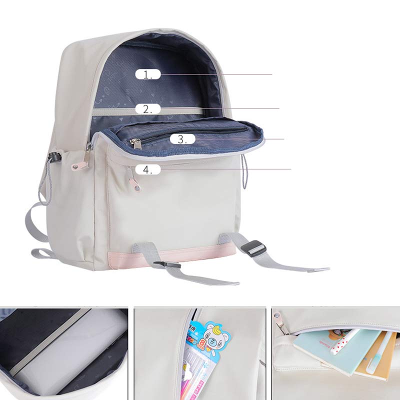 Rucksack für Frauen und Mädchen, wasserdicht, mehrere Taschen, 14-Zoll-Laptop-Rucksack, Büchertasche