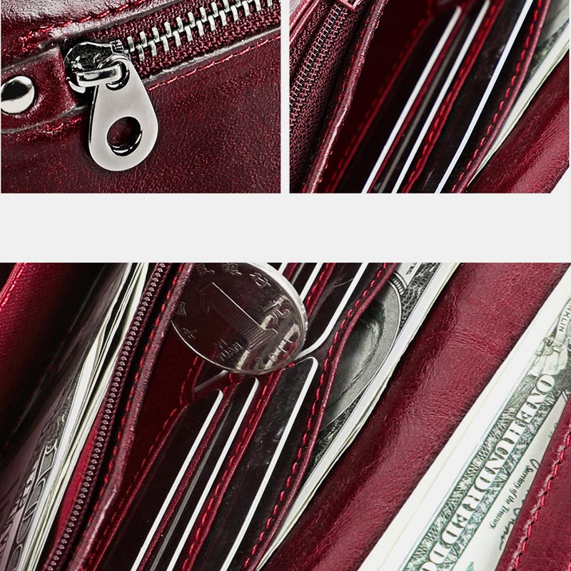 Money Manager RFID Damen Leder Geldbörse Handyhalter Clutch Organizer