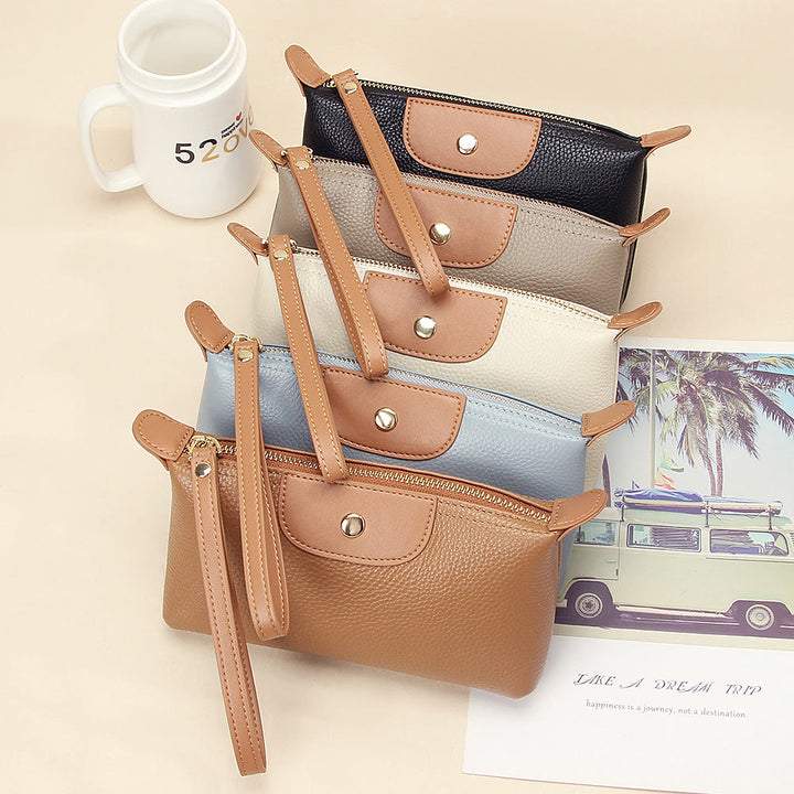 Handliche Clutch aus Leder, leicht, groß, für das Handgelenk, mit Reißverschluss