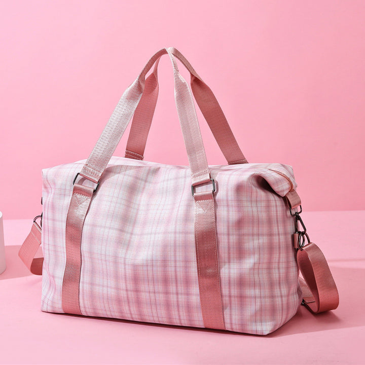 Große Kapazität, wasserdicht, kariert, lässig, Fitness-Reise-Handtasche