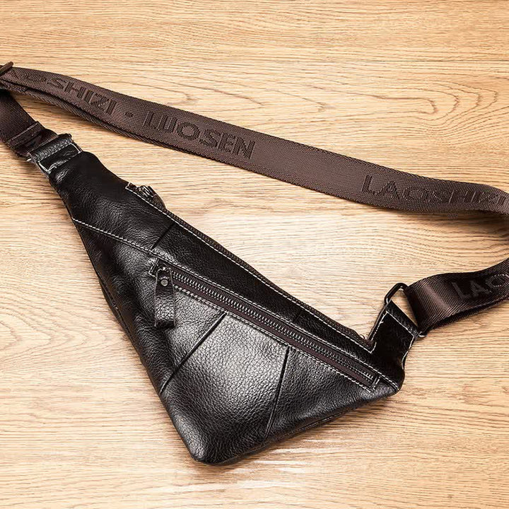Vintage Leder Crossbody Sling Rucksack Brusttasche Reise Wandern Daypack