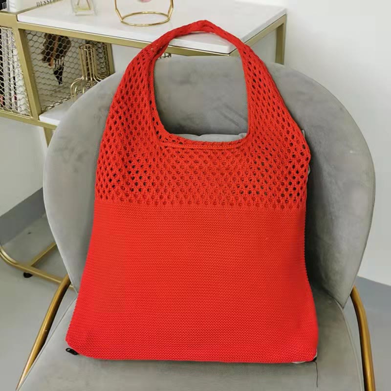 Einkaufstasche für Frauen im ethnischen Stil aus Wolle gestrickte Schultertasche