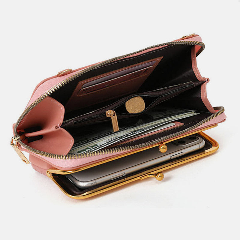 Kleine Umhängetasche Geldbörse Handytasche Damen Mini gewebtes Leder Schultertasche