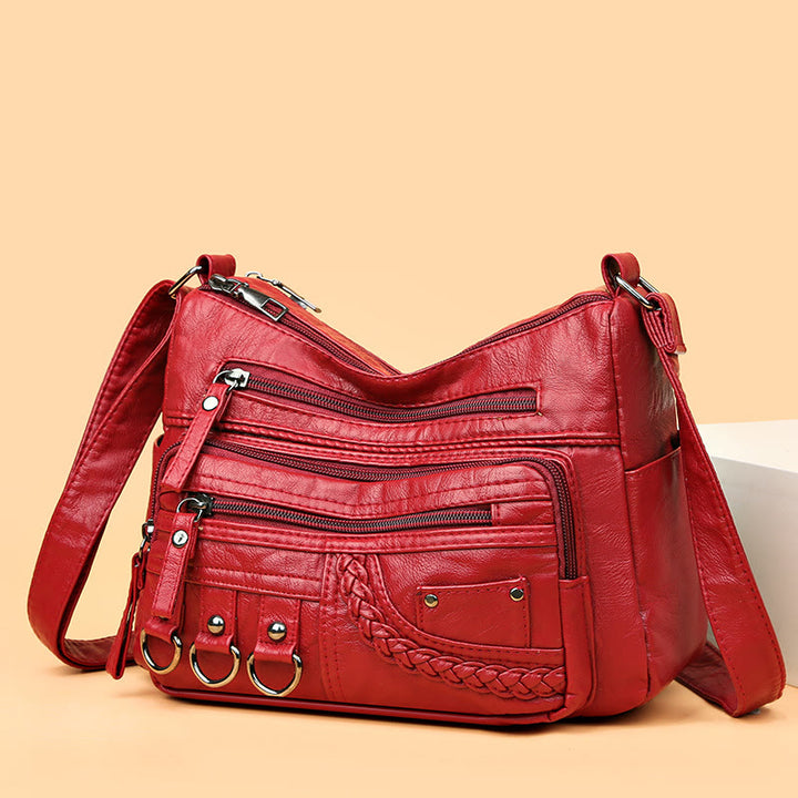 Umhängetasche für Damen, Twist-Muster, mehrere Taschen, Ledergeldbörse