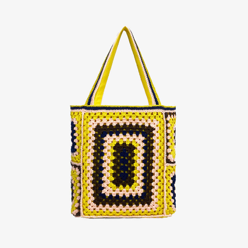 Vintage Tote für Frauen tragbare Pendlertasche handgestrickte Schultertasche