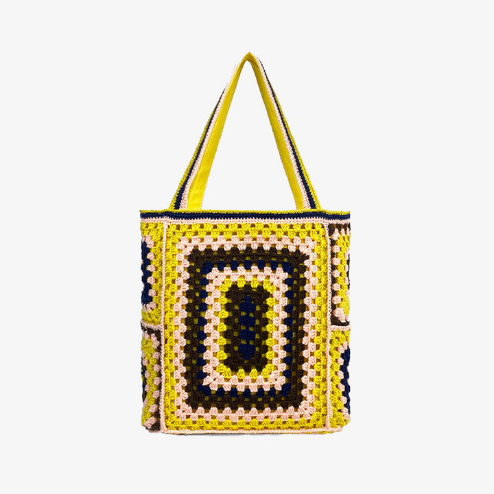 Vintage Tote für Frauen tragbare Pendlertasche handgestrickte Schultertasche