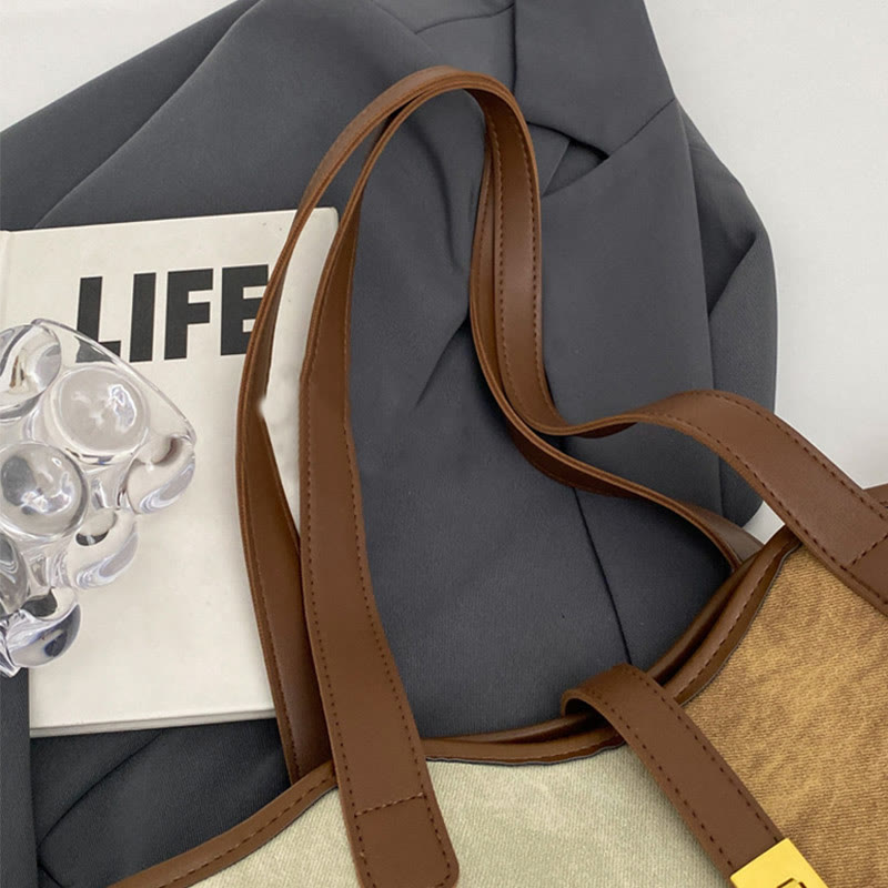 Elegante, farblich passende Tragetasche, große Schultertasche aus Leder für Damen