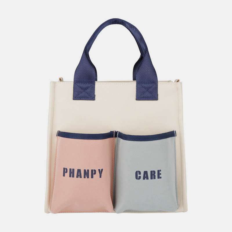 Funktionelle Handtasche, Tote Mommy Bag, Schultertasche mit mehreren Taschen und Umhängegurt