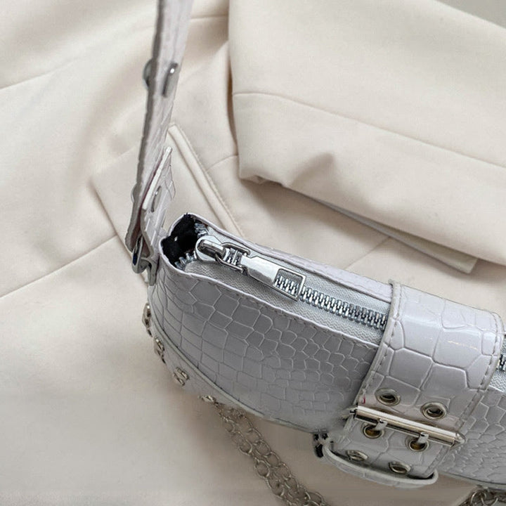 Umhängetasche für Damen, Krokodilmuster, Retro-Punk-Partytasche
