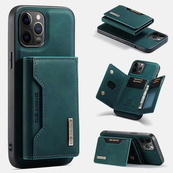 2 in 1 magnetische Brieftasche Handyhülle für iPhone PU Leder Trifold Brieftasche Hülle