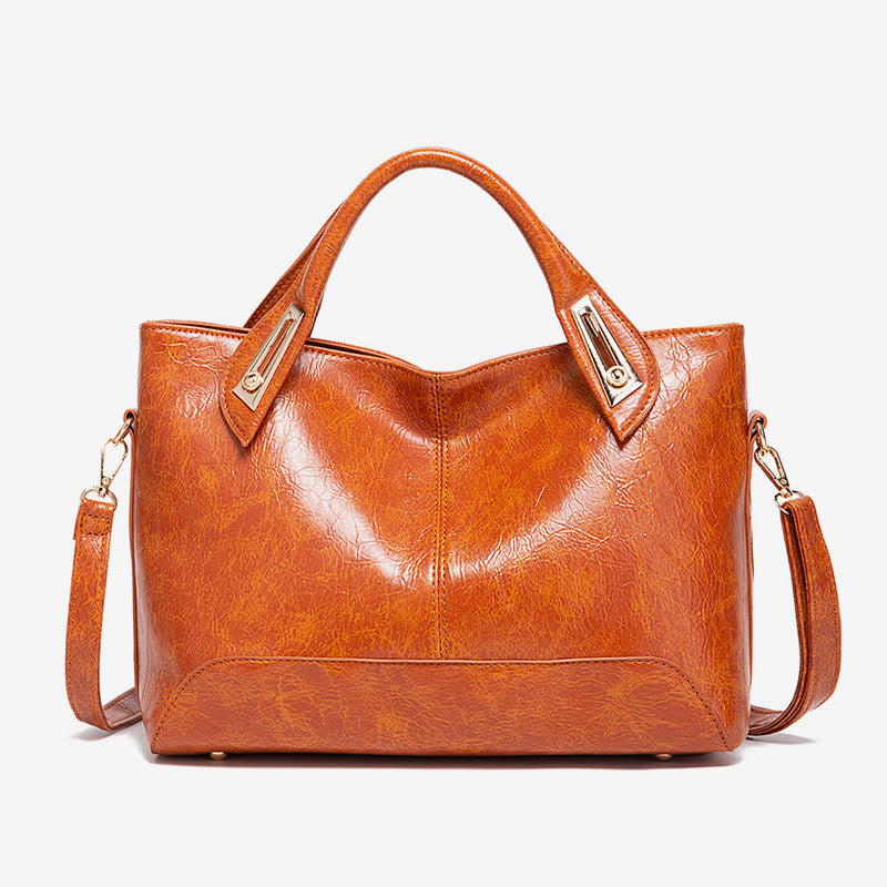 Vintage Tote für Damen Wachs Echtleder Umhängetasche
