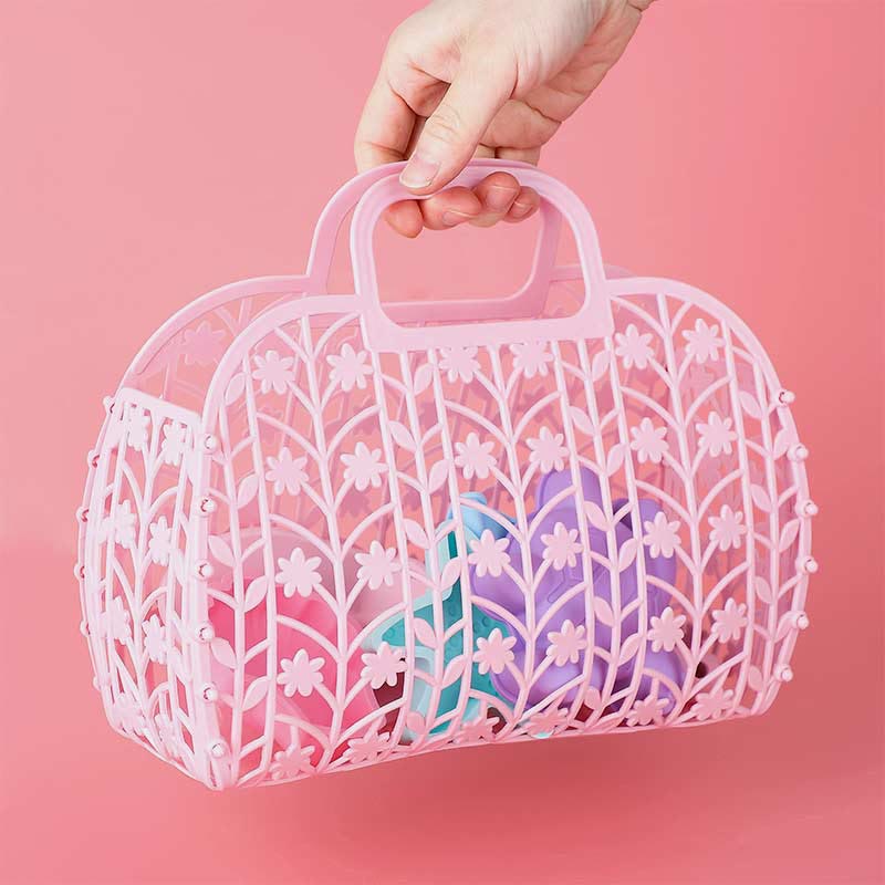 Handtasche für Badezimmer Rosa Faltbarer Aufbewahrungskorb aus Kunststoff