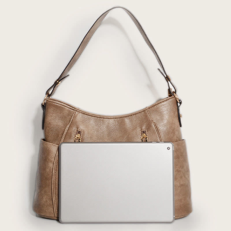 Elegante Umhängetasche für Damen mit Doppelreißverschluss und Quaste aus Leder
