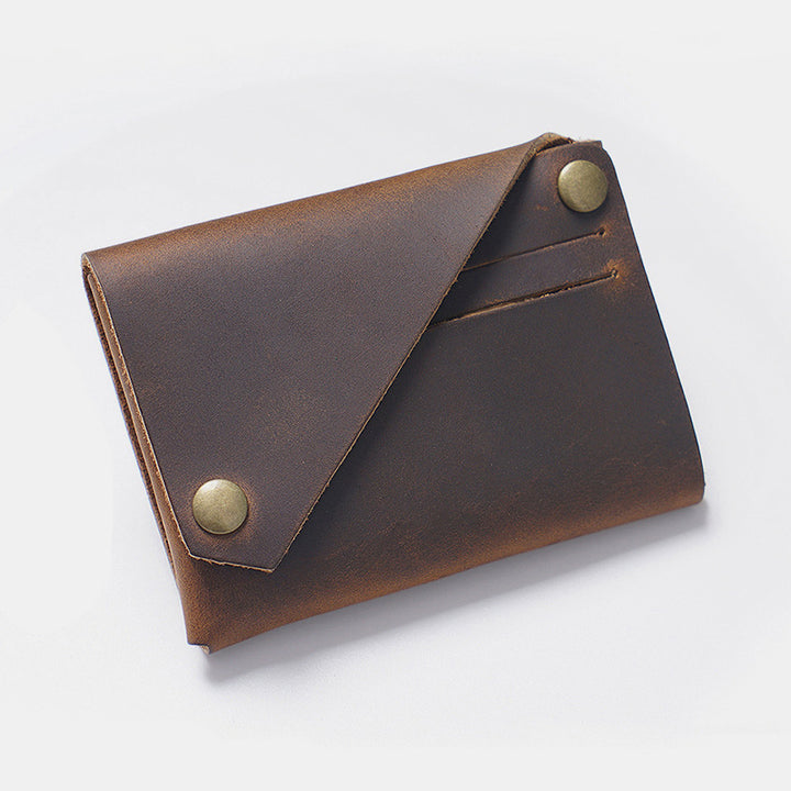Retro-Handgemachtes Echtleder Kartenetui Vordertasche Geldbörse Münzgeldbörse