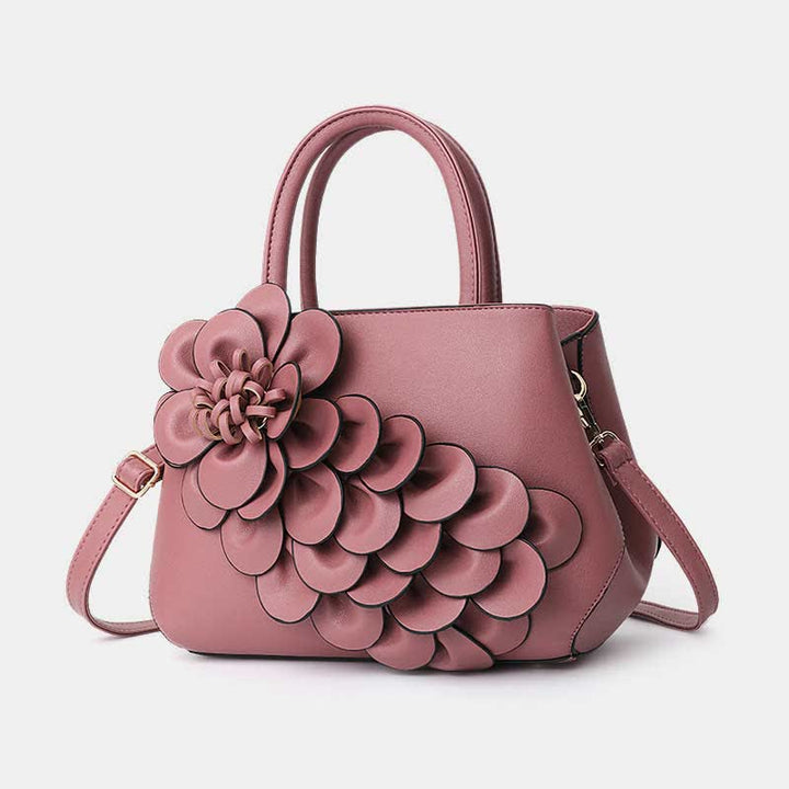 Damen Floral Elegante Schultertasche Vegan Leder Handtasche Satchel Geldbörsen