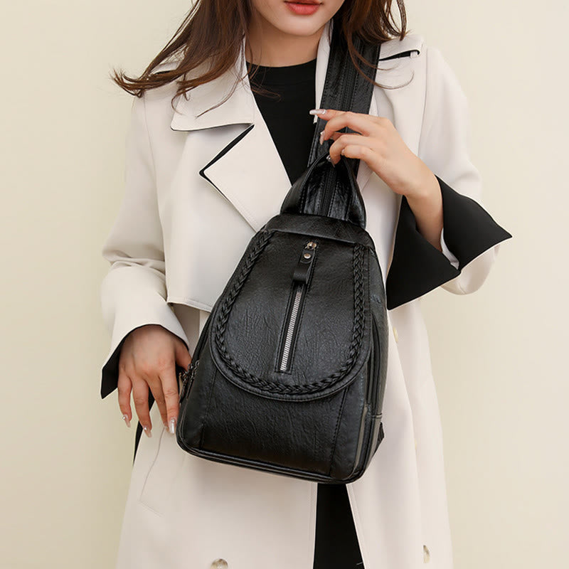 Twist Clamshell Lederrucksack Convetible Sling Bag für Damen
