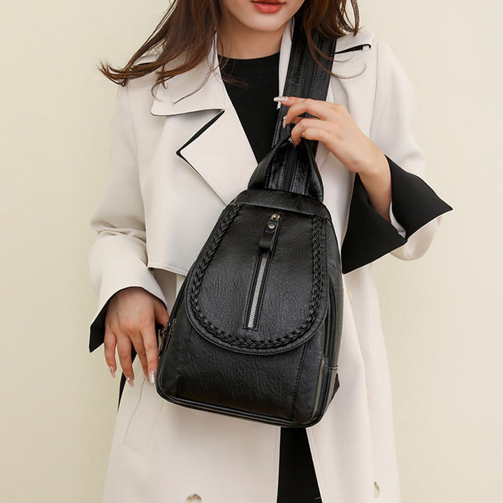 Twist Clamshell Lederrucksack Convetible Sling Bag für Damen