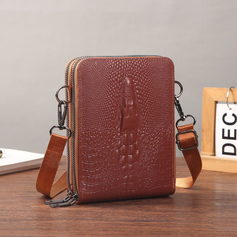 Handytasche mit abnehmbarem Riemen für Damen, Umhängetasche aus geprägtem Leder