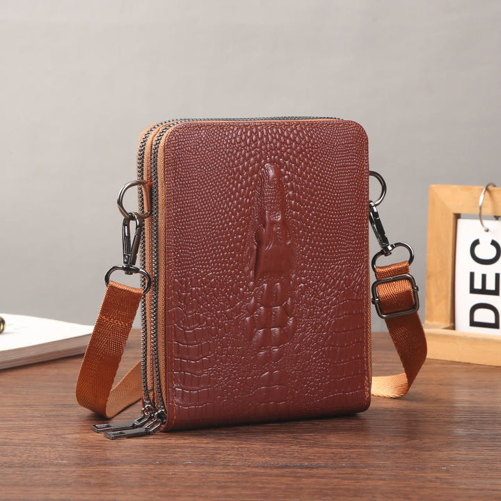 Handytasche mit abnehmbarem Riemen für Damen, Umhängetasche aus geprägtem Leder