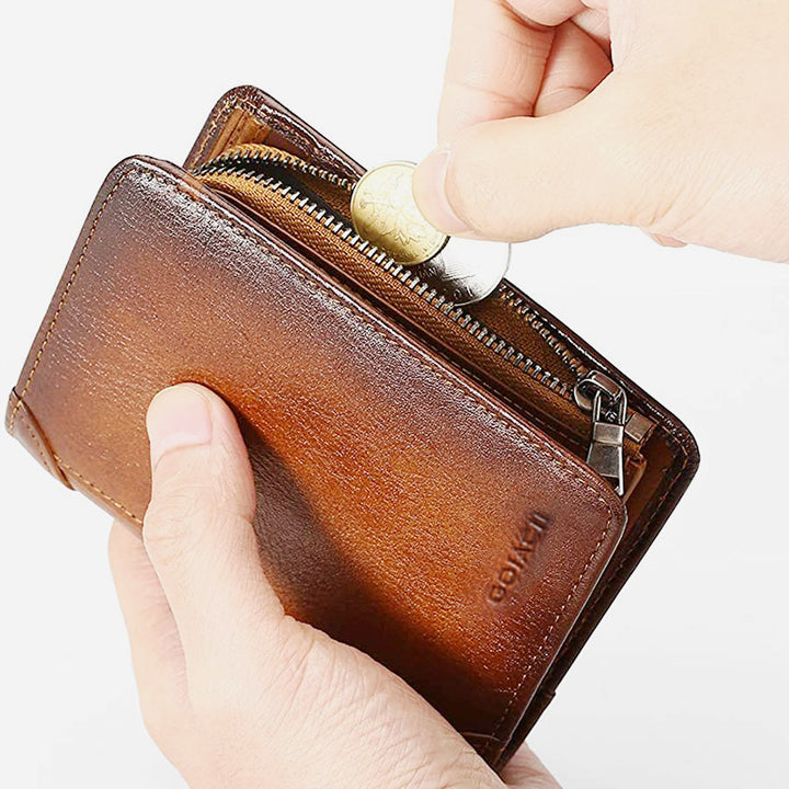 RFID-Diebstahlsichere Retro-Geldbörse aus Leder