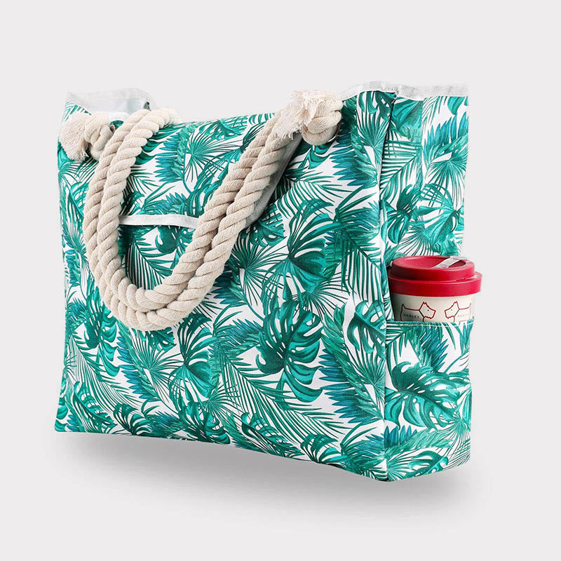 Sommer-Strandtasche für Damen, bedruckte Canvas-Handtasche mit großer Kapazität