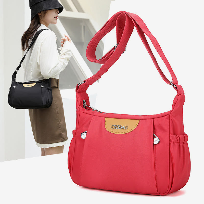 Damen Umhängetasche, minimalistisch, mehrere Taschen, breiter Riemen, Schultertasche