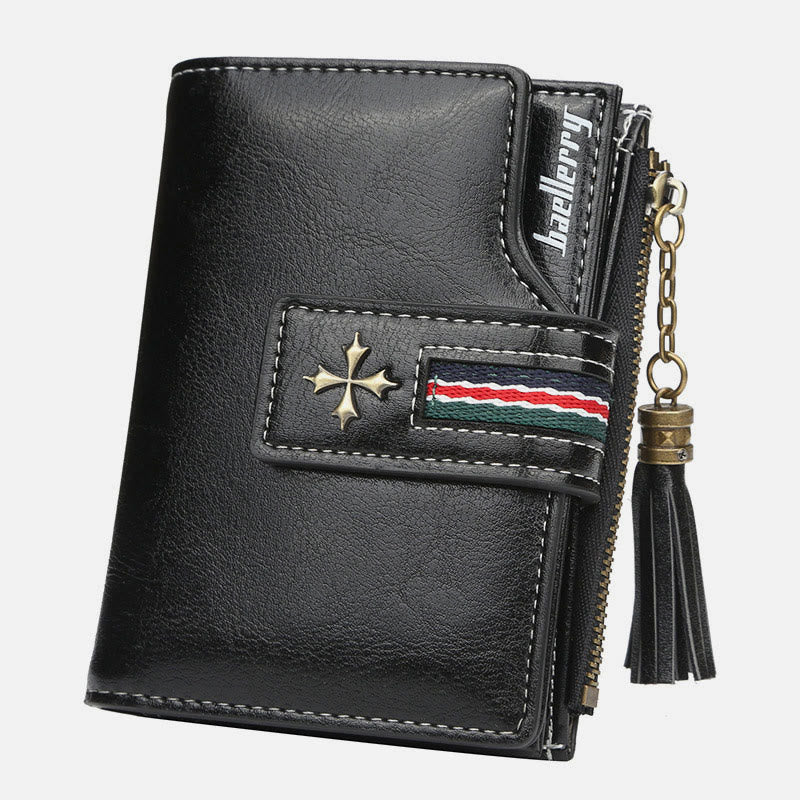 Kurze Bifold Brieftasche Retro Multi Slot Frauen Leder Geldbörse