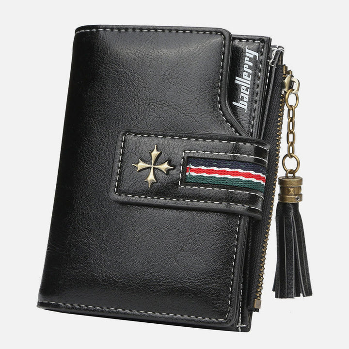 Kurze Bifold Brieftasche Retro Multi Slot Frauen Leder Geldbörse