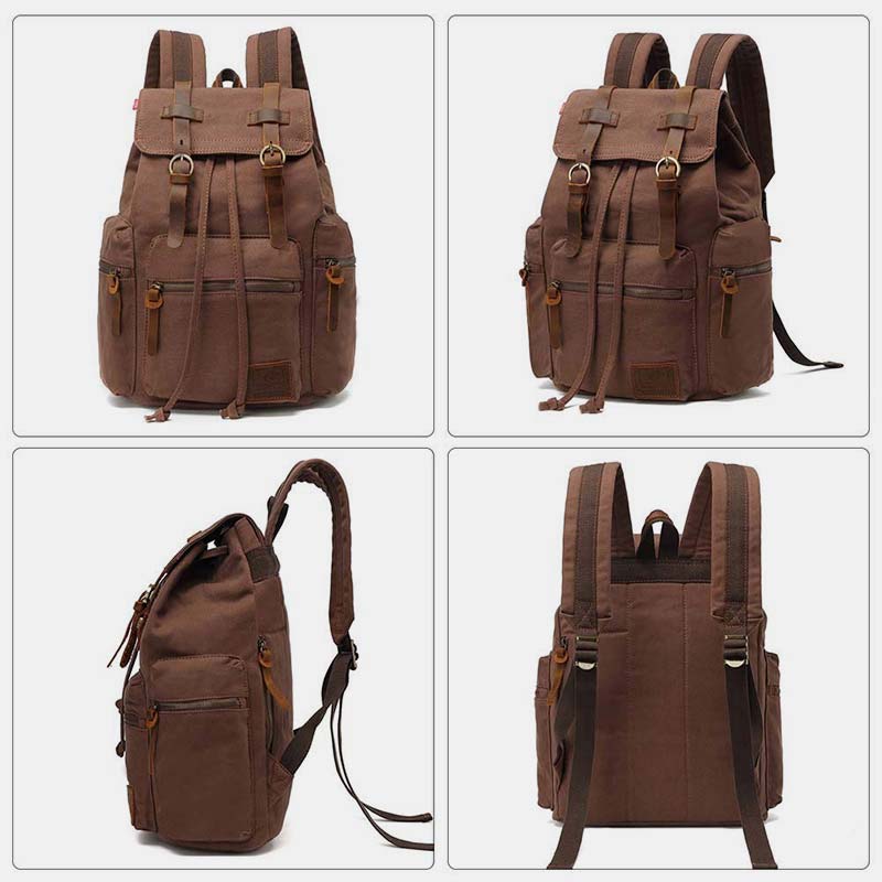 Großer Canvas-Rucksack im Vintage-Stil