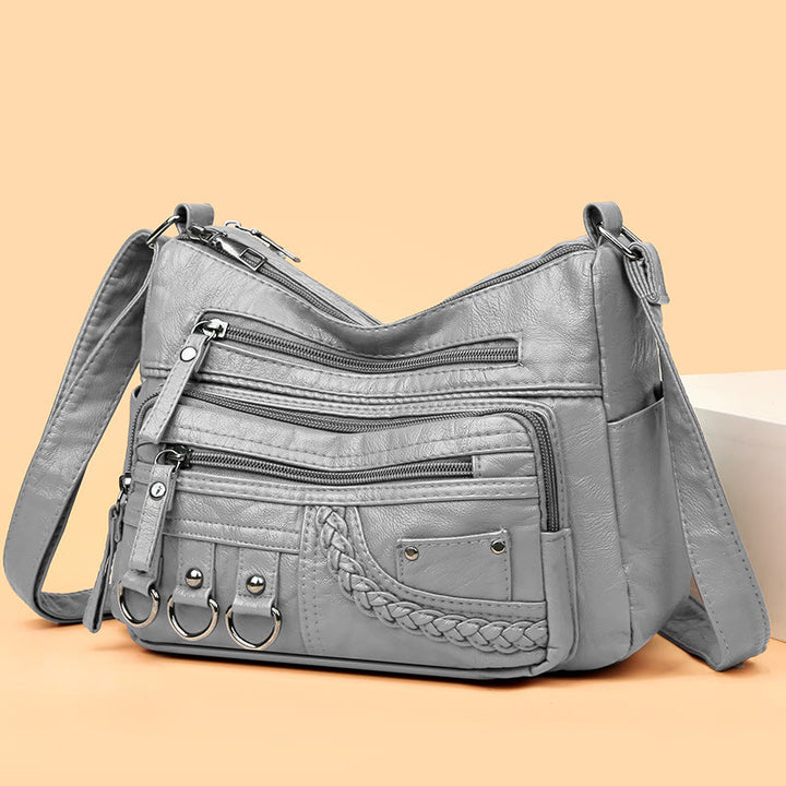 Umhängetasche für Damen, Twist-Muster, mehrere Taschen, Ledergeldbörse
