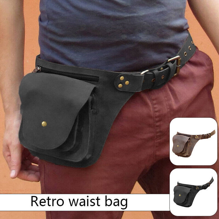 Einfarbige Herren-Hüfttasche, minimalistische Punk-Outdoor-Gürteltasche