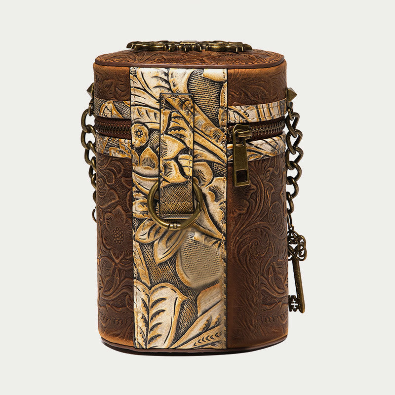 Vintage Umhängetasche Ausgefallene Totenkopf Design Leder Bucket Bag