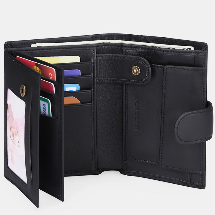 Kleine Geldbörse aus echtem Leder mit RFID-Blockierung - Schwarz - image 11