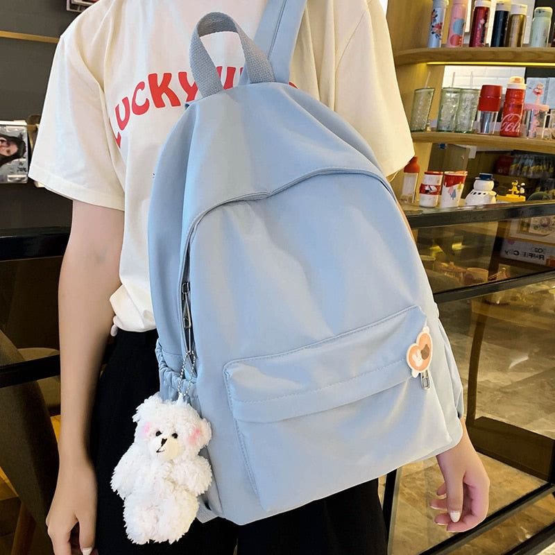 Rucksack für Damen, lässig, cool, solides Nylon, Schul-Umhängetasche