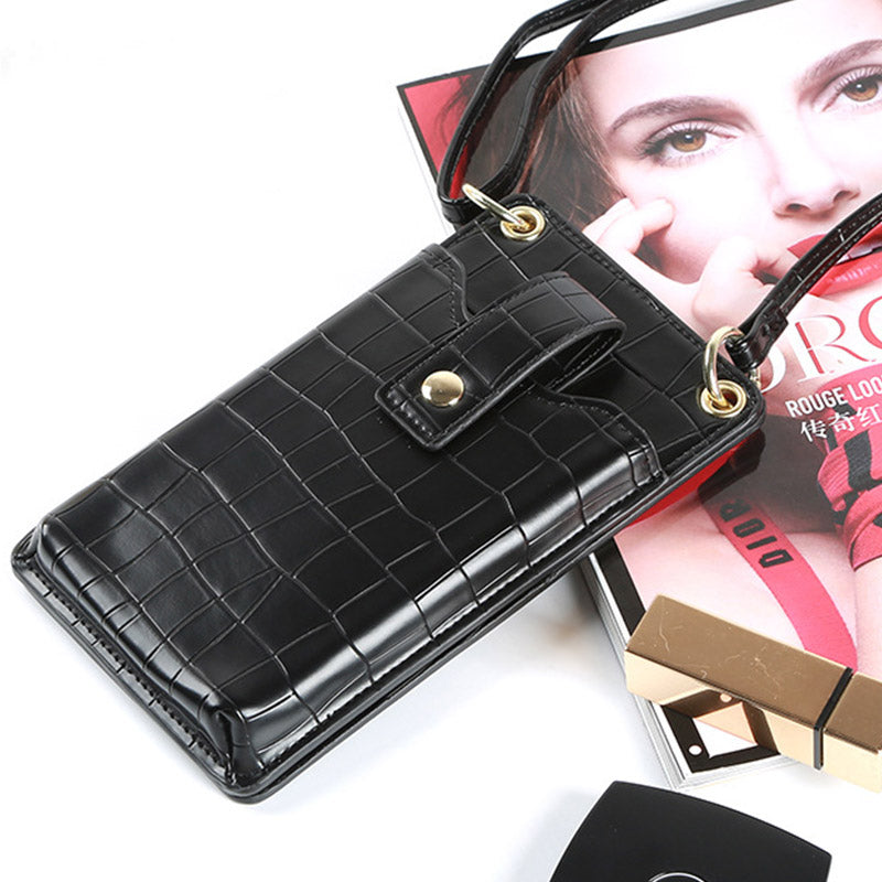 Umhängetasche aus Leder für Damen, universelle Handytasche mit Kartenfächern