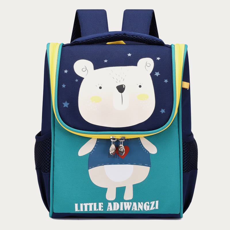 Cartoon-Rucksack für Kinder mit Tierdruck, Wirbelsäulenschutz, Schultasche