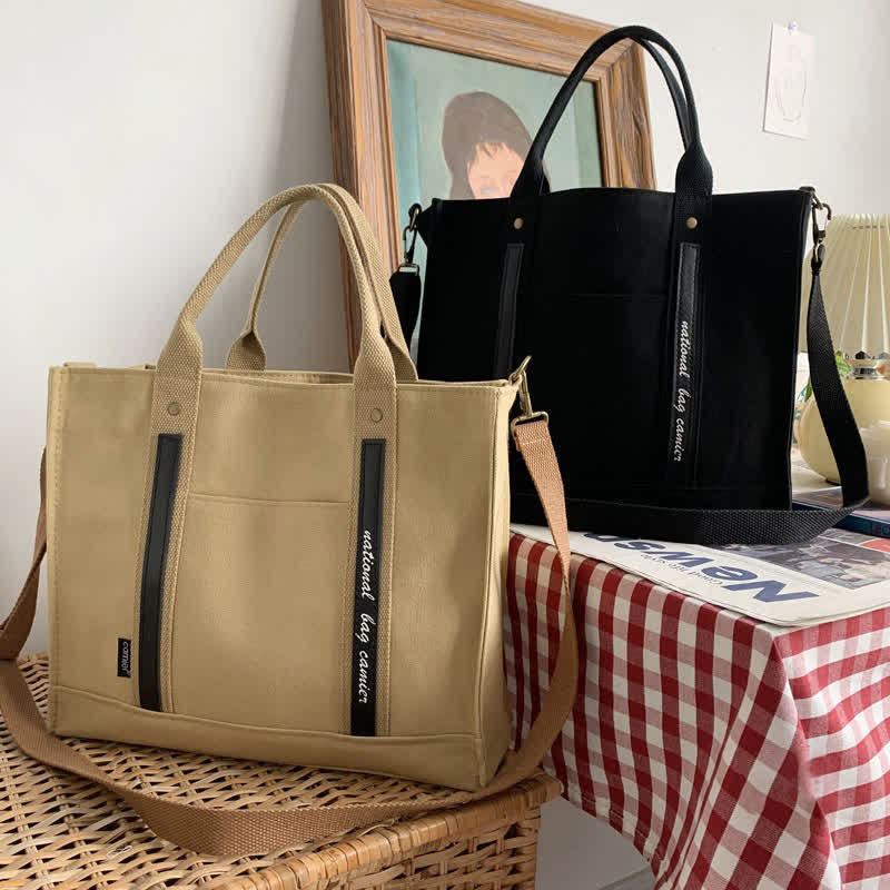 Laptop Tote Handtasche Canvas Schultertasche Aktentasche für Reisen Büro Schule