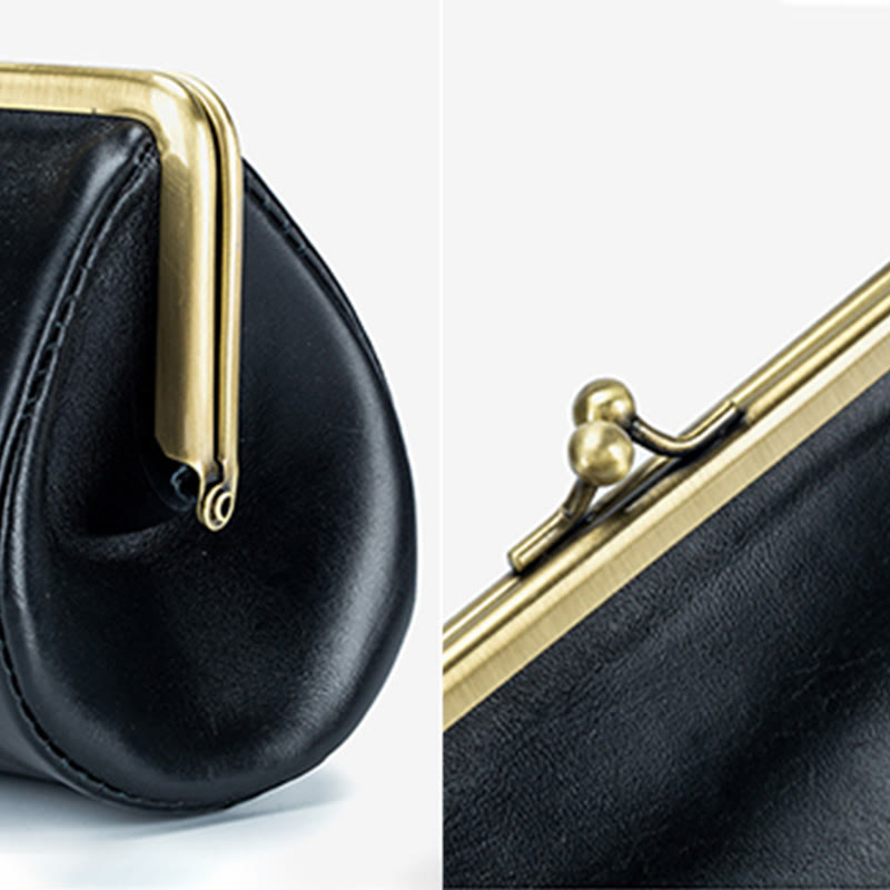 Clutch für Damen, Retro, schlichte Abendtasche aus echtem Leder