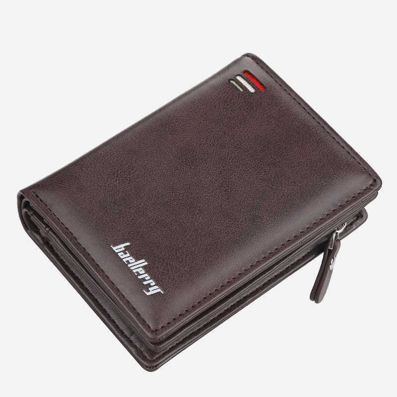 Vordertaschen-Geldbörse für Herren, Ledergeldbörse mit mehreren Fächern und Ausweisfenster