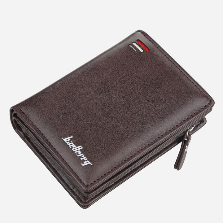 Vordertaschen-Geldbörse für Herren, Ledergeldbörse mit mehreren Fächern und Ausweisfenster