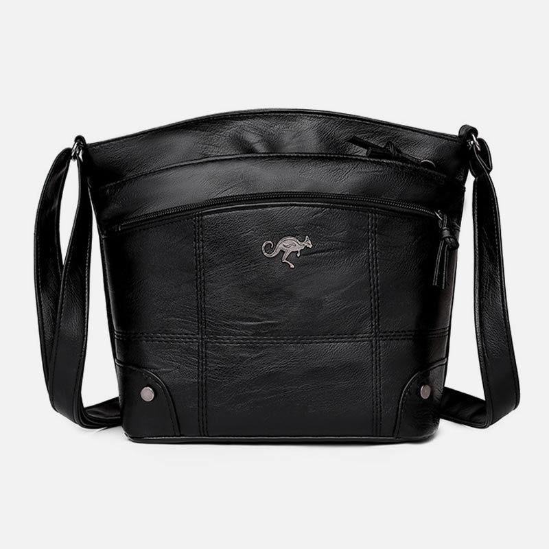 Minimalistische Kunstleder Geldbörse Dreilagig Vintage Damen Umhängetasche