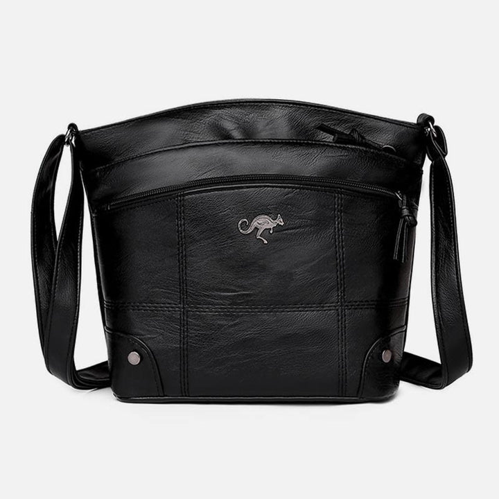 Minimalistische Kunstleder Geldbörse Dreilagig Vintage Damen Umhängetasche