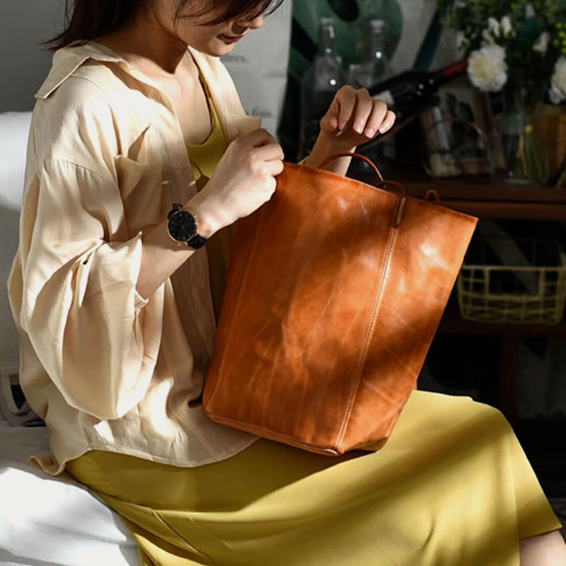Handgemachte Einkaufstasche für Frauen große Kapazität Retro einfache Tasche