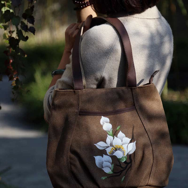 Lässige Canvas-Tragetasche mit mehreren Taschen für Damen, Umhängetasche mit Henkel
