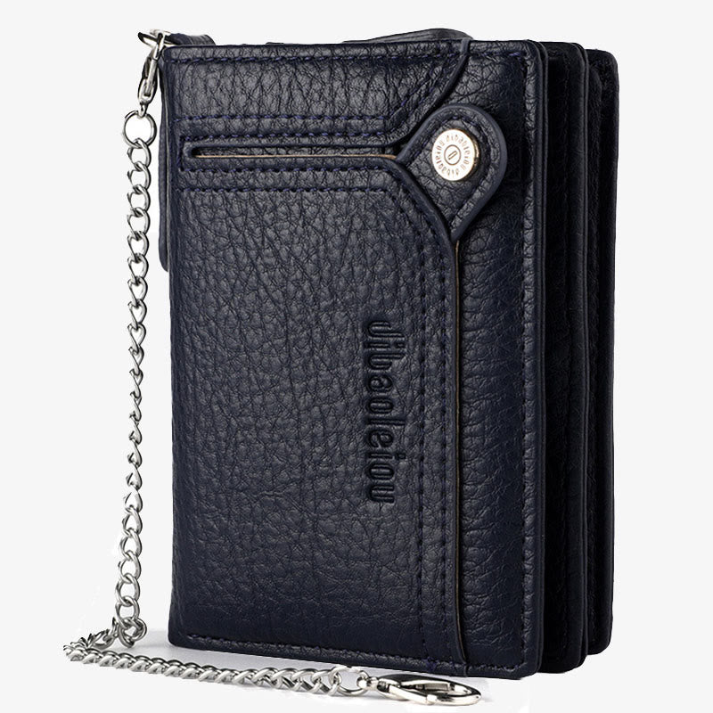 Anti-Diebstahl-Kette Brieftasche für Männer Retro Leder Geld Clip