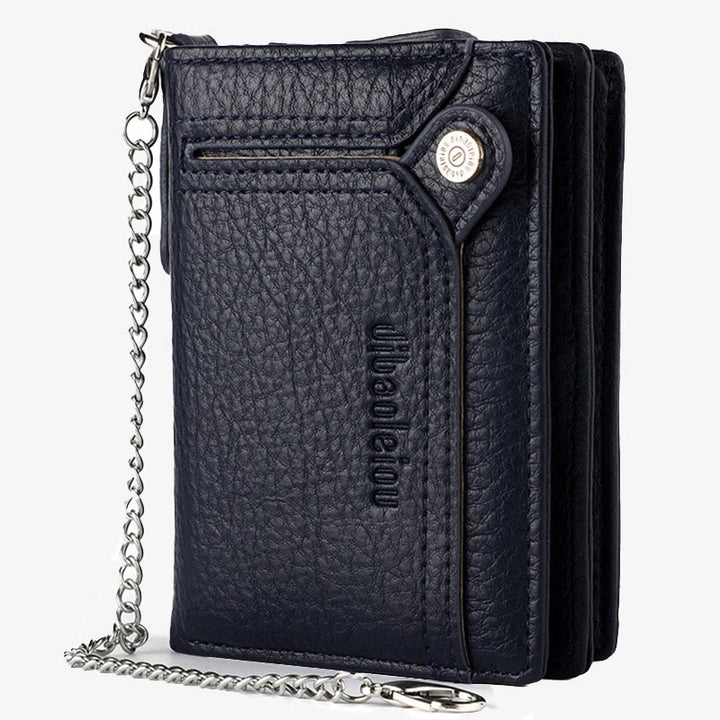 Anti-Diebstahl-Kette Brieftasche für Männer Retro Leder Geld Clip