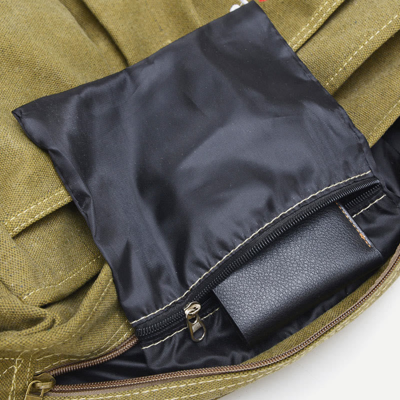 Umhängetasche für Herren, Vintage-Canvas, großes Umhängeset