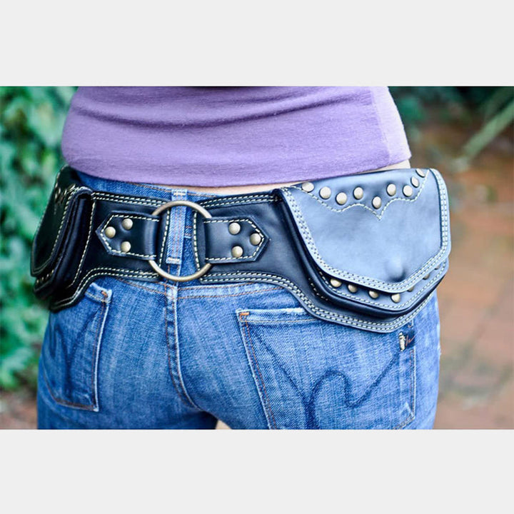 Nieten Gürteltasche Damen Herren Mittelalter Punk Hüfttasche