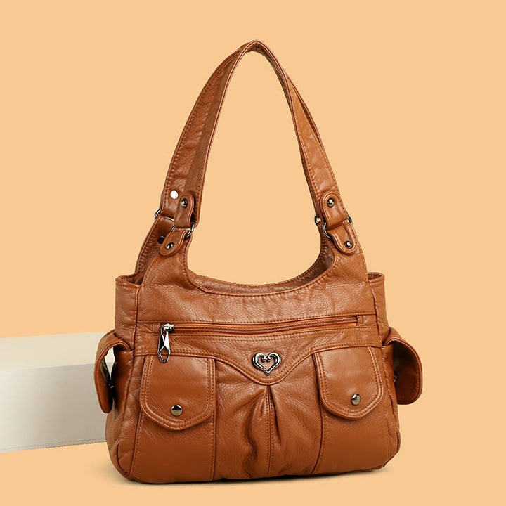 Klassische Tragetasche fürs Büro, leichte Schultertasche aus weichem Leder