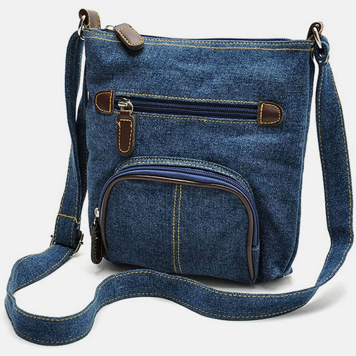 Multifunktionale Umhängetasche aus Denim im Vintage-Stil